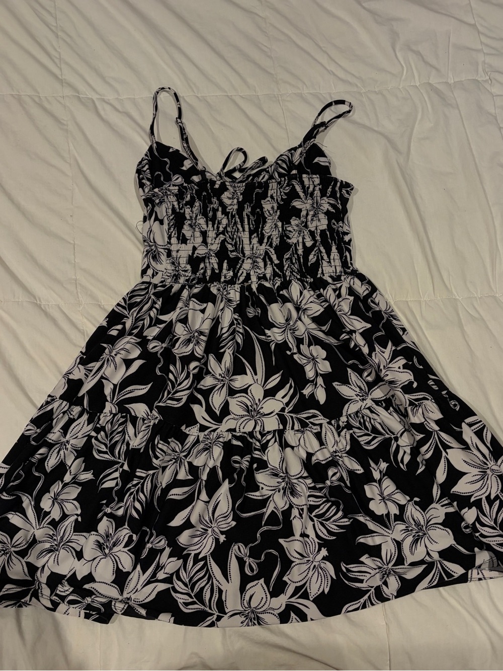 No Boundaries Black & White Floral Spaghetti-Strap Dress